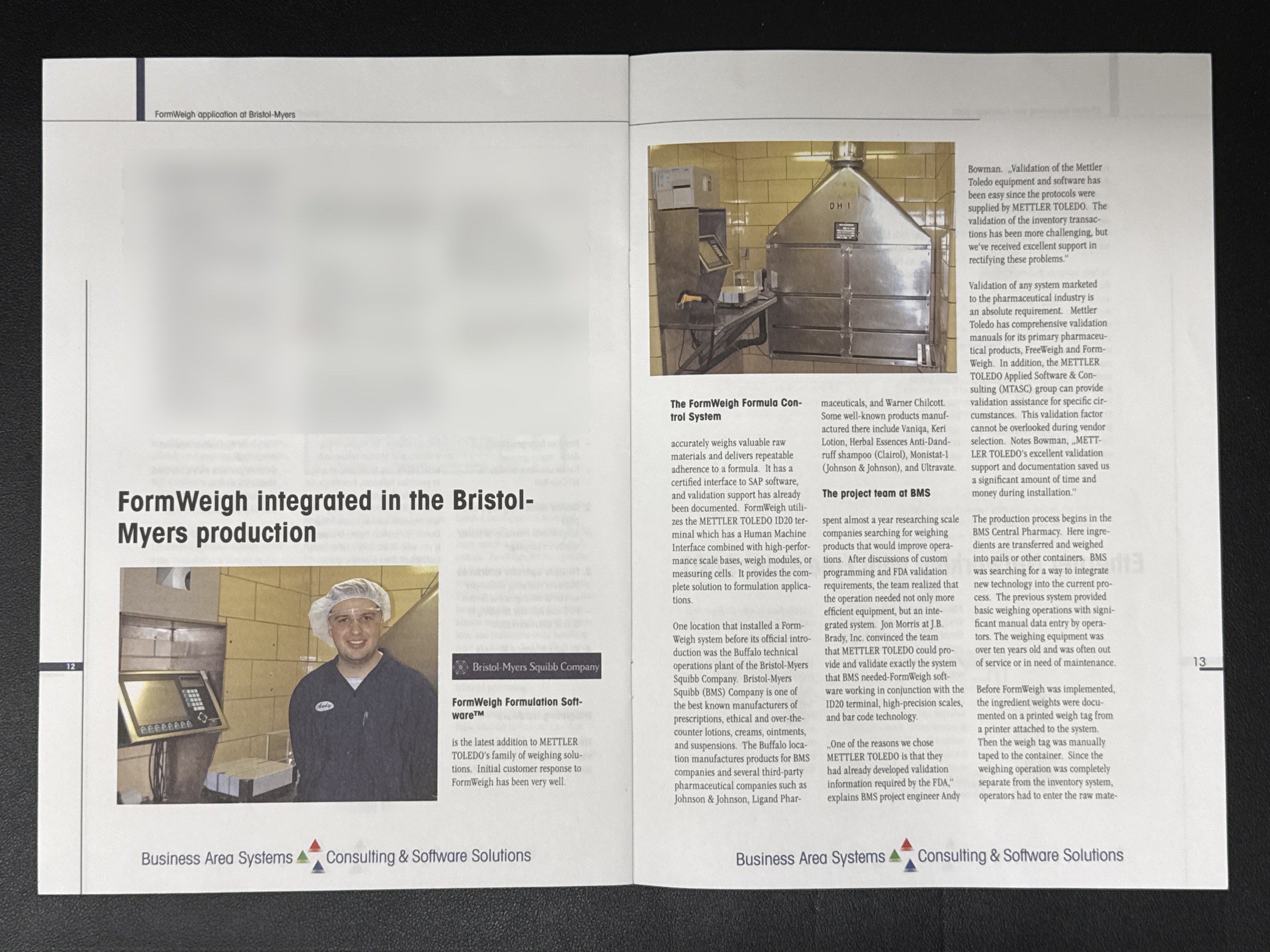 Systems News July 2001 spread about the Bristol-Myers project