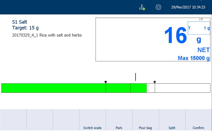 Early Form+ weighing screen on the terminal